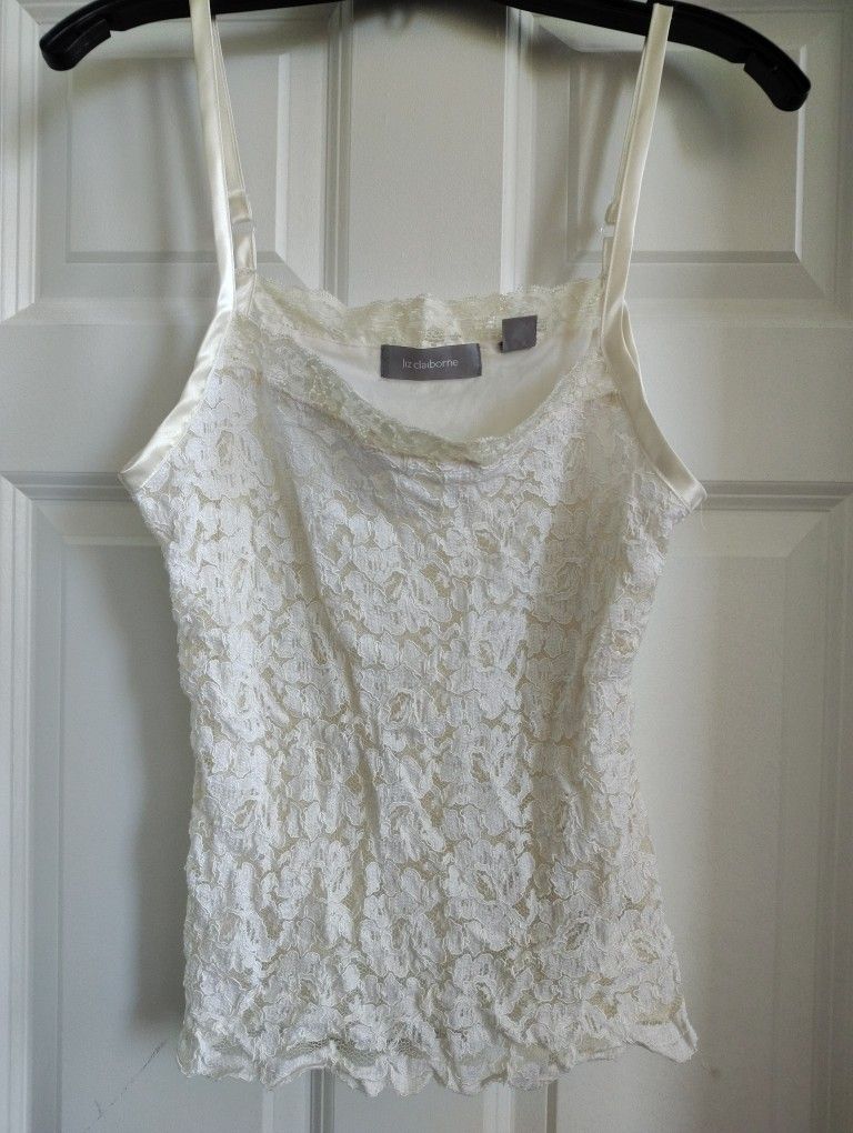 Liz Claiborne Lace Ivory Tank Top Size L