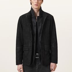 All Saints Survey Double Layered Leather Blazer Jacket