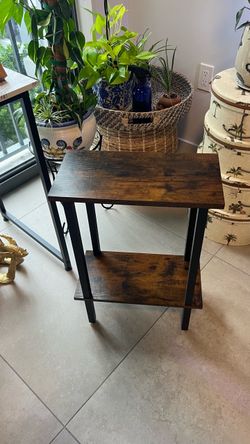 Narrow Side Table, 2-Tier Small End Table for couch
