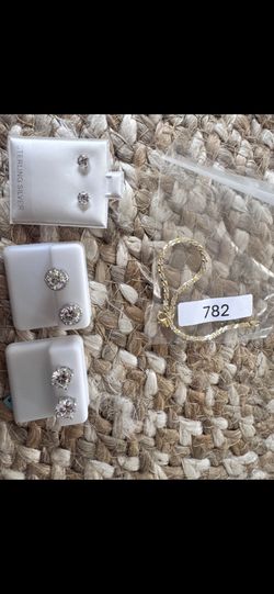 Moissanite Earrings, Gold Bracelet