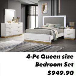 4-Pc Queen Size Bedroom Set. $53 Down Payment 