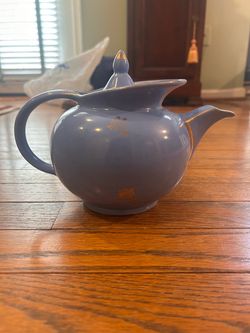 Vintage Hall Cadet Blue Teapot - Gold Rose Standard Art Deco