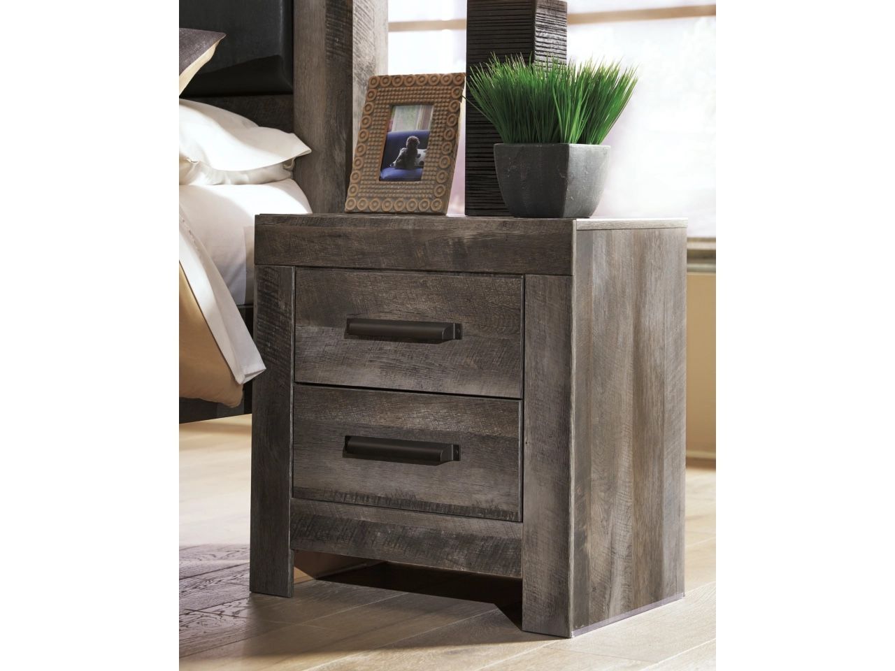 One Ashley Furniture Wynnlow 24" 2 Drawer Charging Nightstand With USB ports