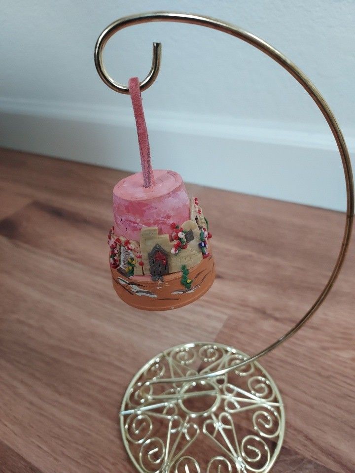 Hand Decorated Terra Cotta Pot Southwestern Bell Ornament