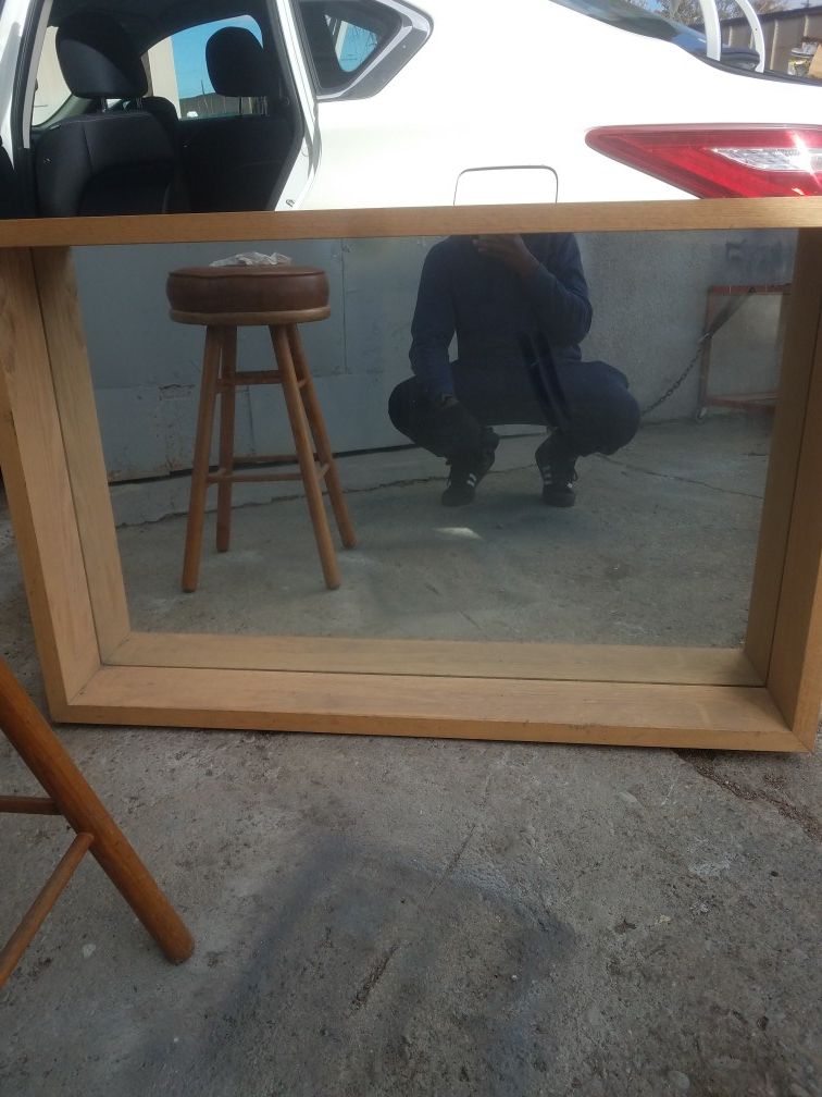 wooden framed mirror 4ft by 3ft