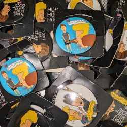 Vintage Beavis and Butthead Collector Pin Back Buttons. From MTV 1993. 1 5/8". 4 @ $5

**Some do have surface rust on back from being in unheated gara