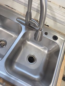 Kohler 33" Double Bowl Stainless Steel Kitchen Sink with Faucet