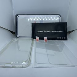 For iPhone X clear Soft TPU Case With Screen Protector 