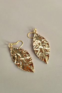 Gold Leaf Dangle Earrings, New!