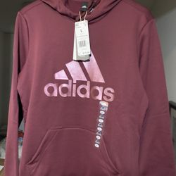 New Adidas Hoodie With Pockets, Victory Crimson, Women’s Large, new with tags