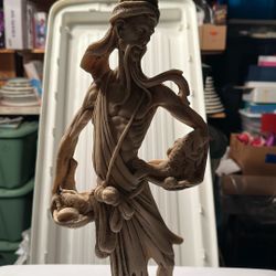 Vintage and Rare Asian Fisherman Resin Figurine