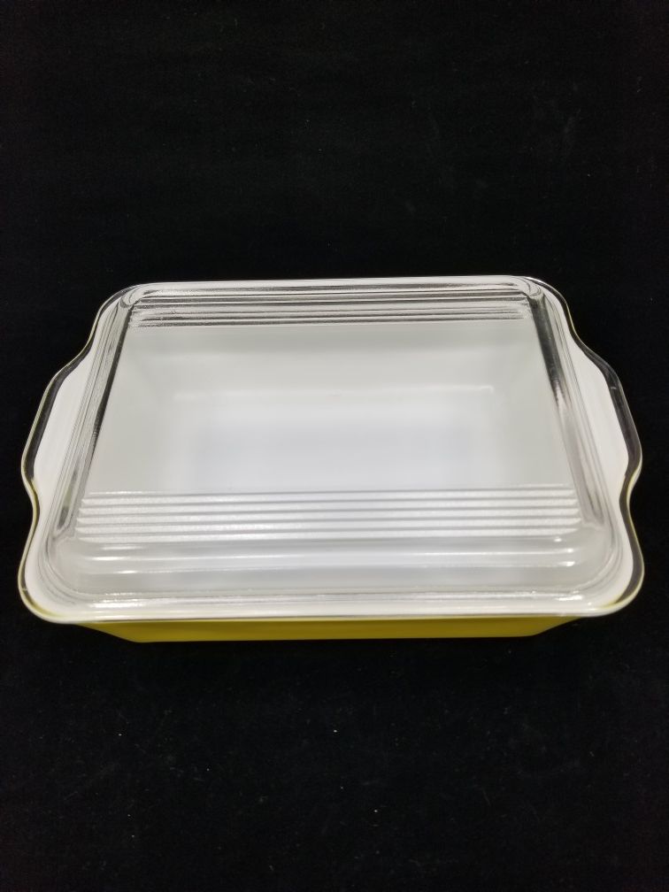Vintage 1947 Pyrex Yellow Refrigerator Dish #503 with Lid