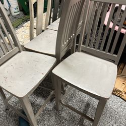 Six Counter Height Wooden Barstools 