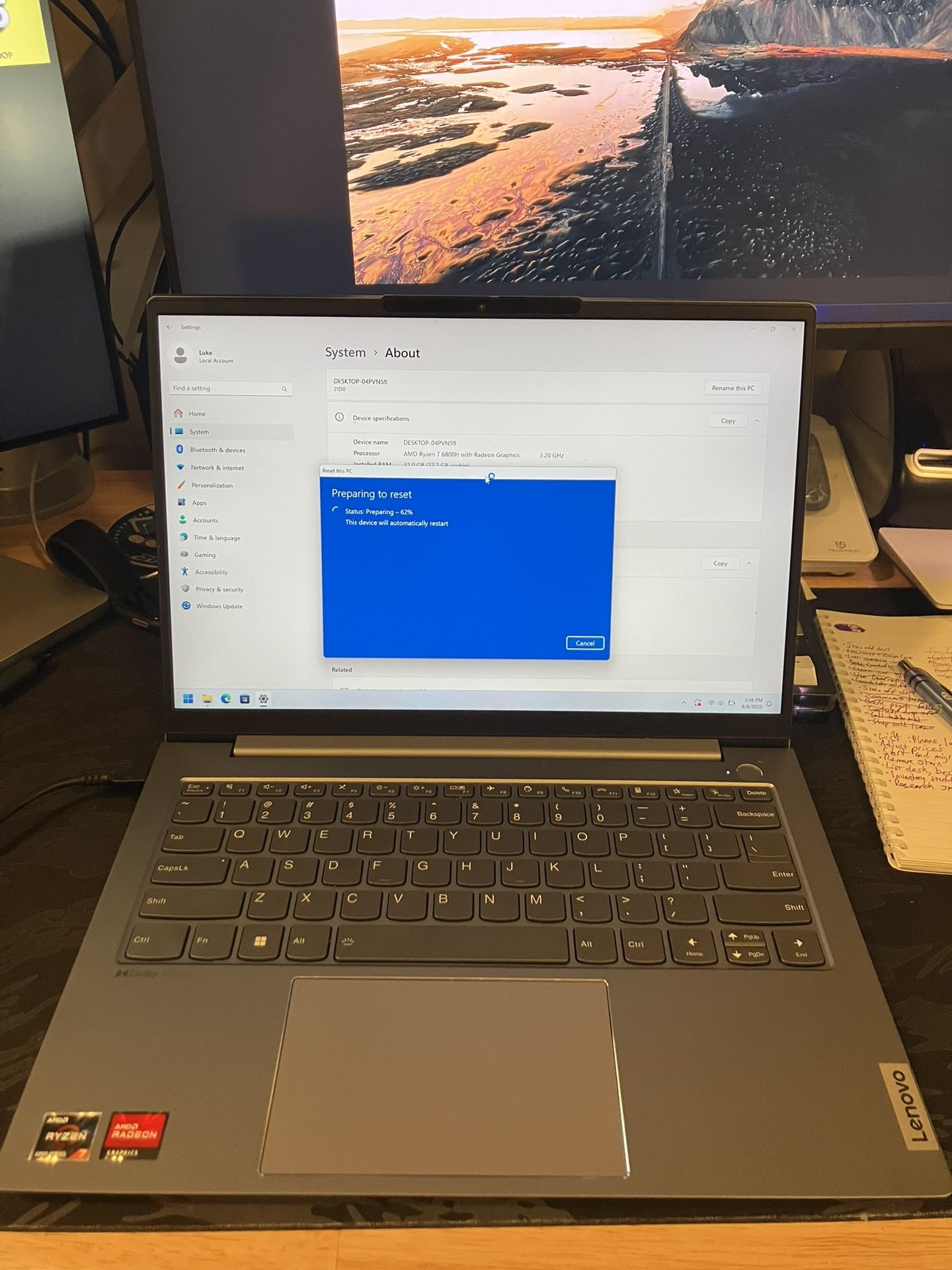Lenovo Thinkbook 14+ G4 ARA R7 6800H 32GB RAM 512GB SSD With OCuLink Mod Kit