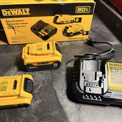 New DEWALT 20V MAX Lithium-Ion Battery Kit with 5.0Ah and 2.0Ah Battery and Charger