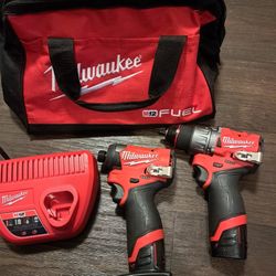 M12 FUEL 12-Volt Lithium-Ion Brushless Cordless Hammer Drill and Impact Driver Combo Kit w/2 Batteries and Bag (2-Tool)