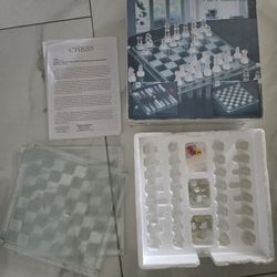 Glass Backgammon Chess Checkers 3 In 1 Game