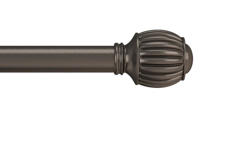 Curtain Rod with Fluted Ball Fiiinials for Windows 66-120" (Bronze)