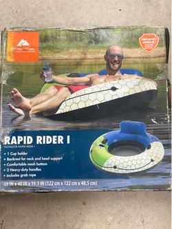 Ozark Trail Rapid Rider I Inflatable River Tube Float w/ Backrest & Cup Holder