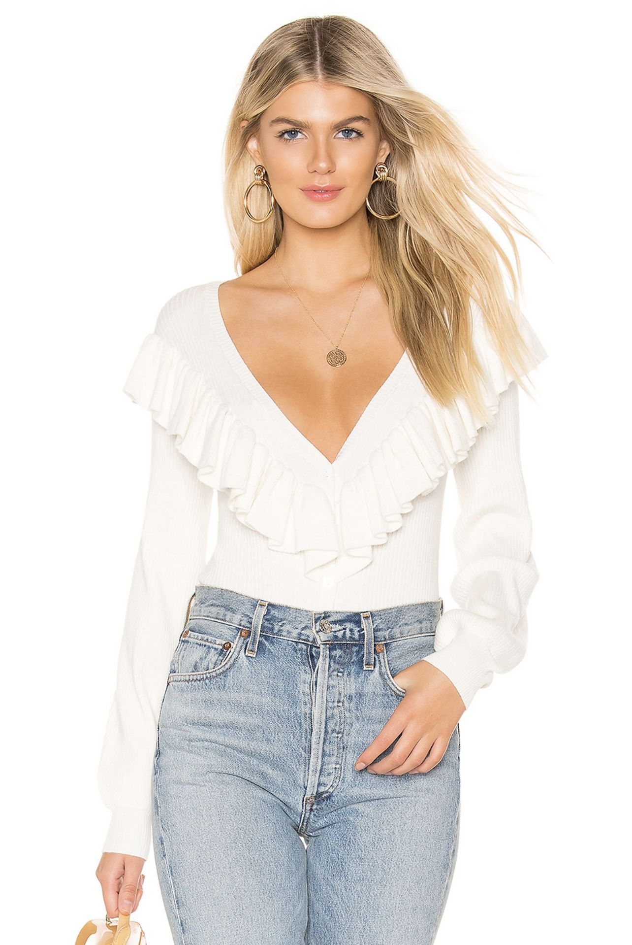 L’ Academie Stacie Cardigan In Ivory