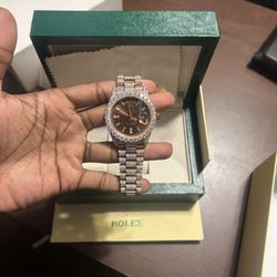 Rose Gold Vvs Lab Diamond Bussdown Watch Pass Diamond Tester