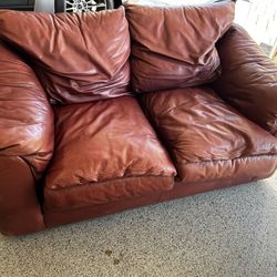 Burgundy Leather Loveseat 