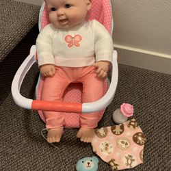 Brand new toy infant baby with car seat