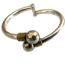 Vintage Mexican Sterling & Brass Modernist Bracelet 🇲🇽✨