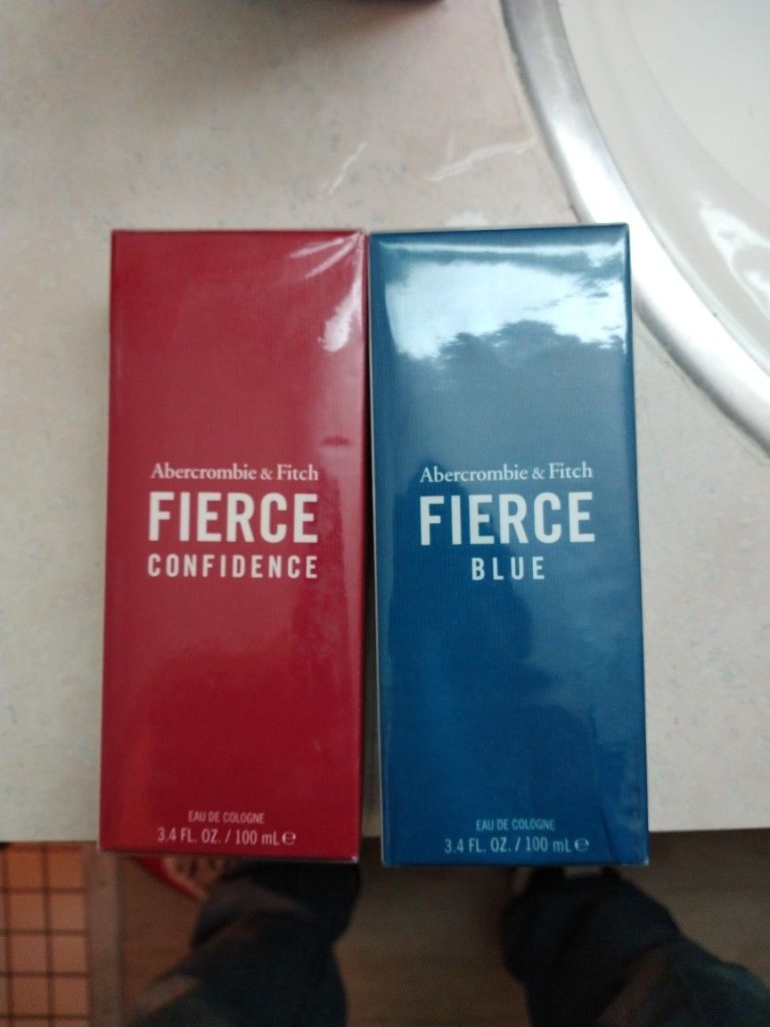 Abercrombie & Fitch Fierce Confidence And Blue Cologne For Men 3.4 Oz Set Of Two