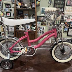 12” Girls Barbie Pink With Flake Low rider Bike with training wheels