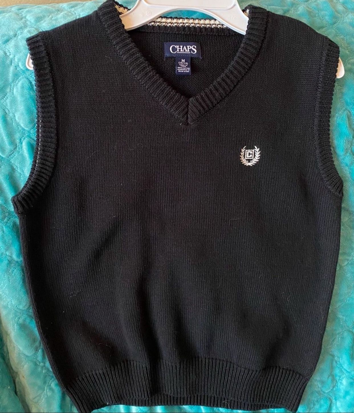 Chaps Black Sweater Vest Boys Medium Holiday