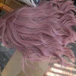 16" MAUVE PINK SYNTHETIC WAVY WIG ~ OPEN PACKAGE