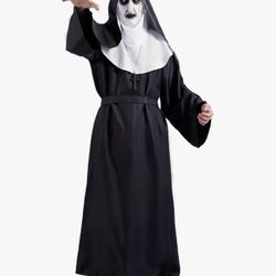 Halloween Nun Costume for Women With Scary Mask, Black Outfit, Priest Cosplay Adult Costume