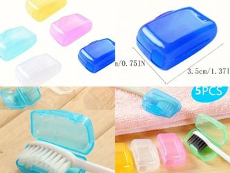 NEW 5 Pack Travel Toothbrush Head Covers Dustproof Portable Oral Care Flight Colorful