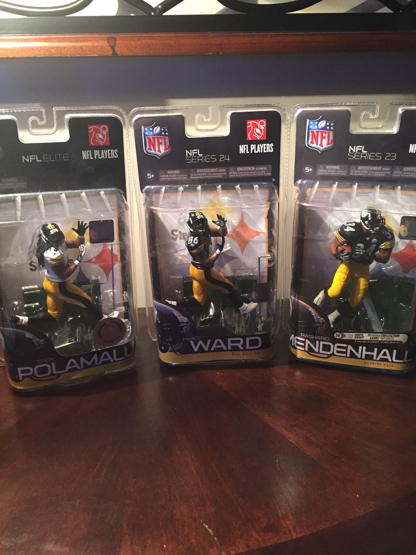 NFL Pittsburgh Steelers Action Figures: Troy Polamalu, Hines Ward and Rashard Mendenhall - Brand New Unopened