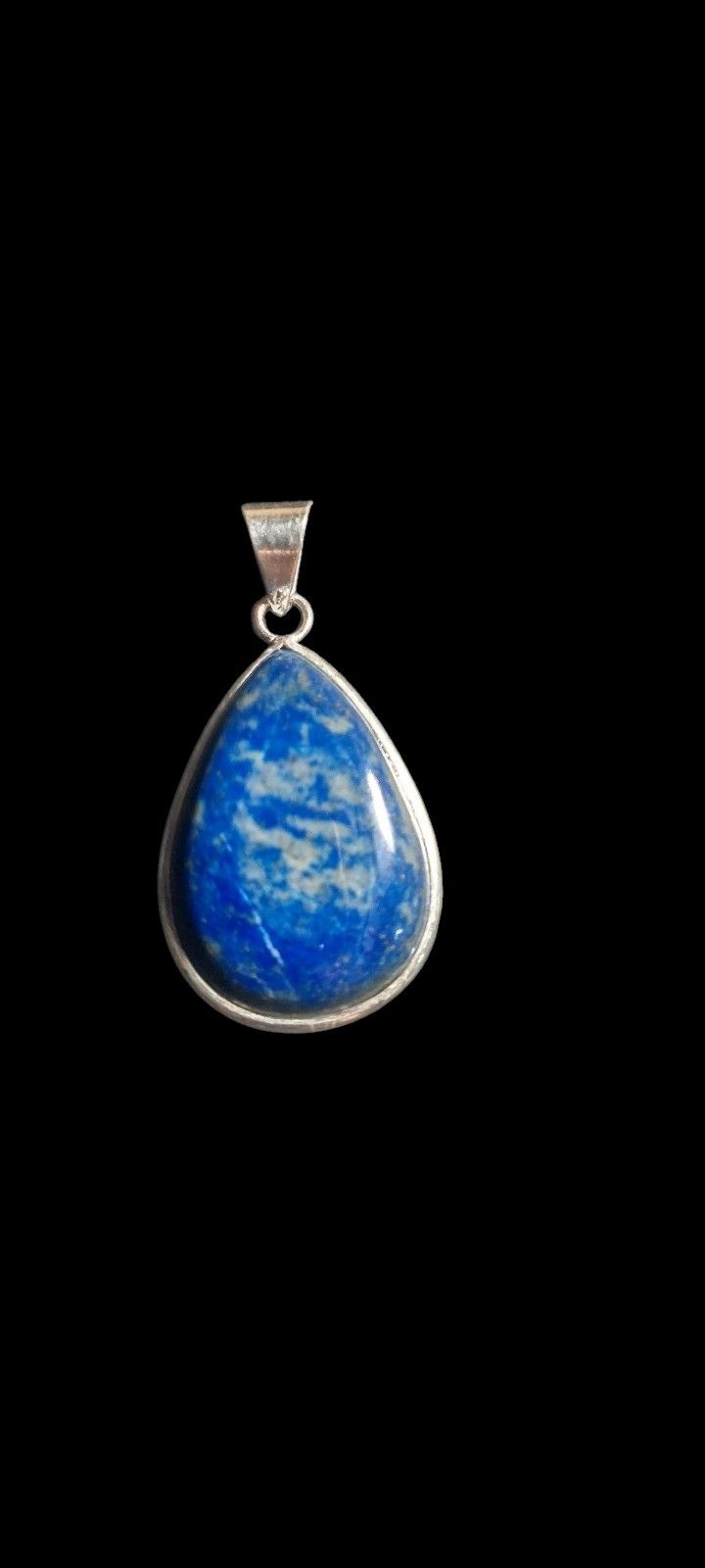 925 Fine Solid Stamped Sterling Silver Genuine Lapis Lazuli AAA Pendant 1 1/3 In