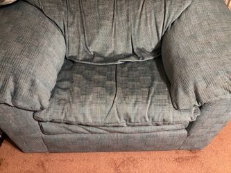 Light-Blue Fabric Oversized Armchair