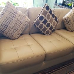 Leather sofa With Glass Table 