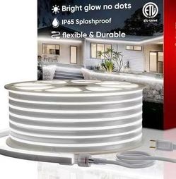 131.2 Ft Shine Decor LED Neon Rope Lights AC 120V, Expandable & Cuttable 120LEDs/M Bright Strip Lighting, ETL Cold-Resistant & IP65 Waterproof for Ind