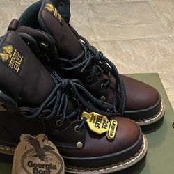 Georgia Giant Women’s Brown Leather Steel Toe Work Boots G3374 Size 6 W