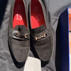 Men’s Black Suede Loafers – Size 13