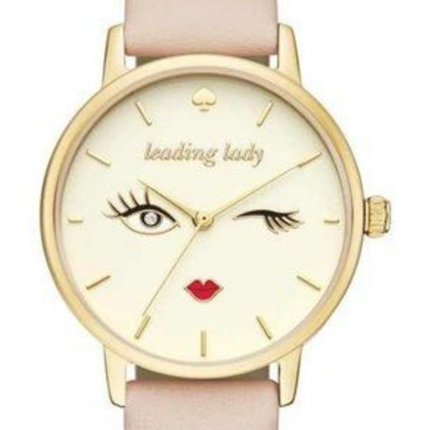 Kate Spade Womens Leading Lady Watch White Dial Rose Gold Pink Leather Strap
