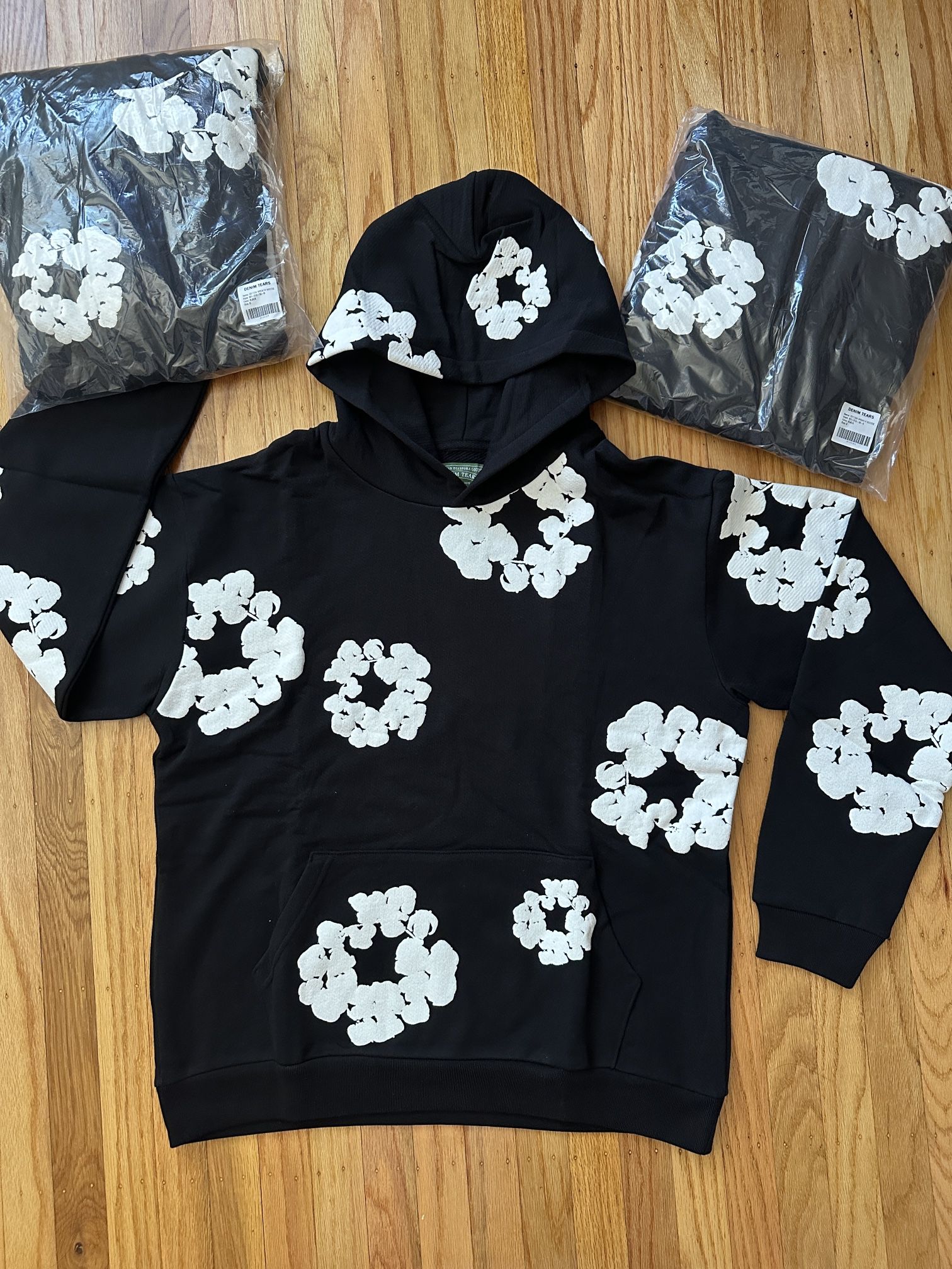 NEW! Denim Tears Cotton Wreath Black Hoodie Size S M L Authentic