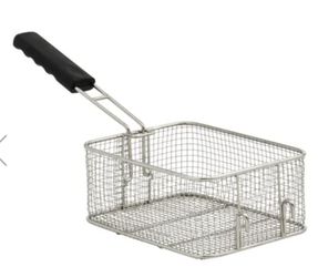 NEW 7-1/4" x 8-1/2" x 4" Deep Fryer Wire Mesh Basket With Rubber Handle Grip #3484
