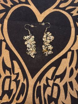 Dalmatian Jasper Chip Stone Drop Earrings
