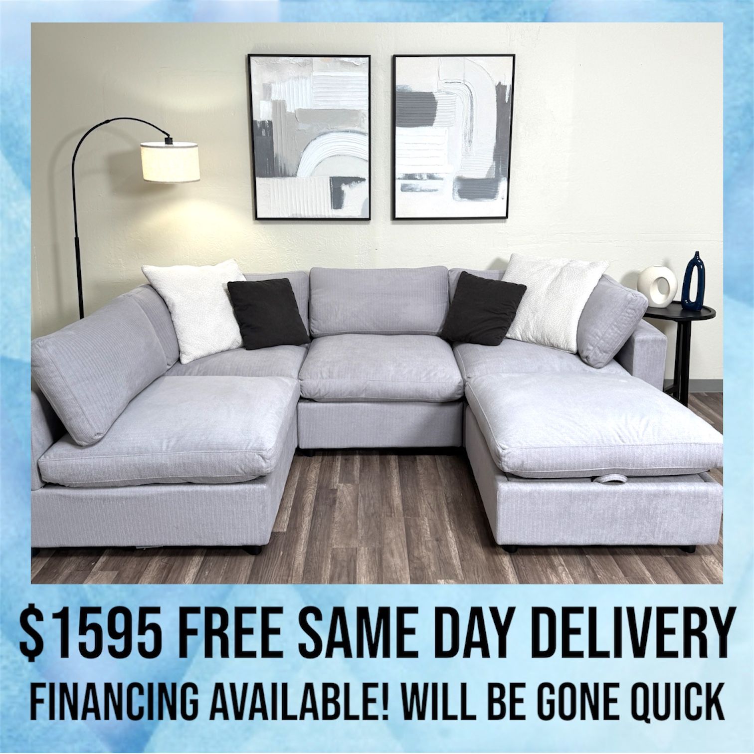 NEW IN BOX 5 Piece Modular Cloud Sectional Light Gray FREE DELIVERY Sofa