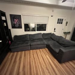 Gray Down Sectional Couch 