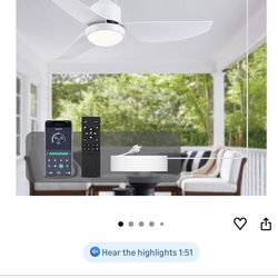 Waterproof Outdoor Ceiling-Fan with Light - 42" Modern Ceiling Fans with 3 Colors LED Light, App & Remote Control, Quiet DC Motor, for Patios Gazebo, 