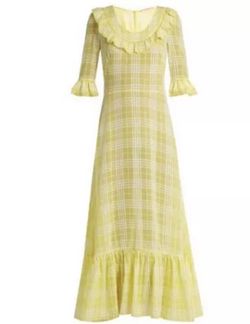 The Vampires Wife dreamy diaphanous Gloria maxi dress yellow size 10 UK 
