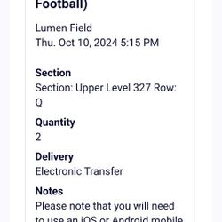 Ticket 49rs Seahawks 10/10/24